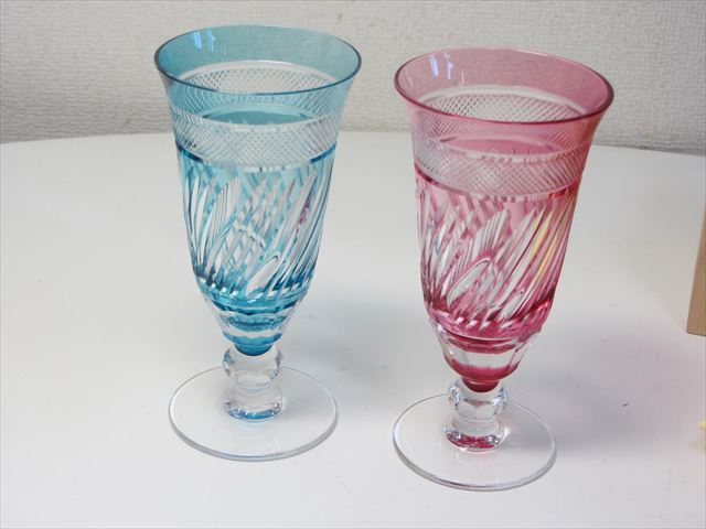 薩摩切子 伝統工芸品 3客セット ぐい呑み 阪本光男作 希少｜Yahoo