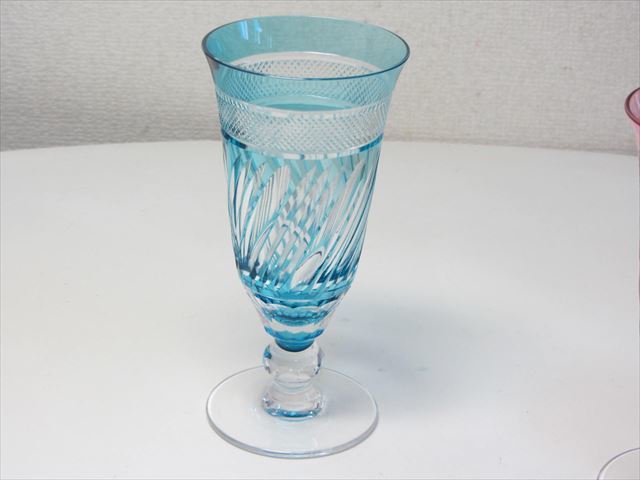 薩摩切子 伝統工芸品 3客セット ぐい呑み 阪本光男作 希少｜Yahoo