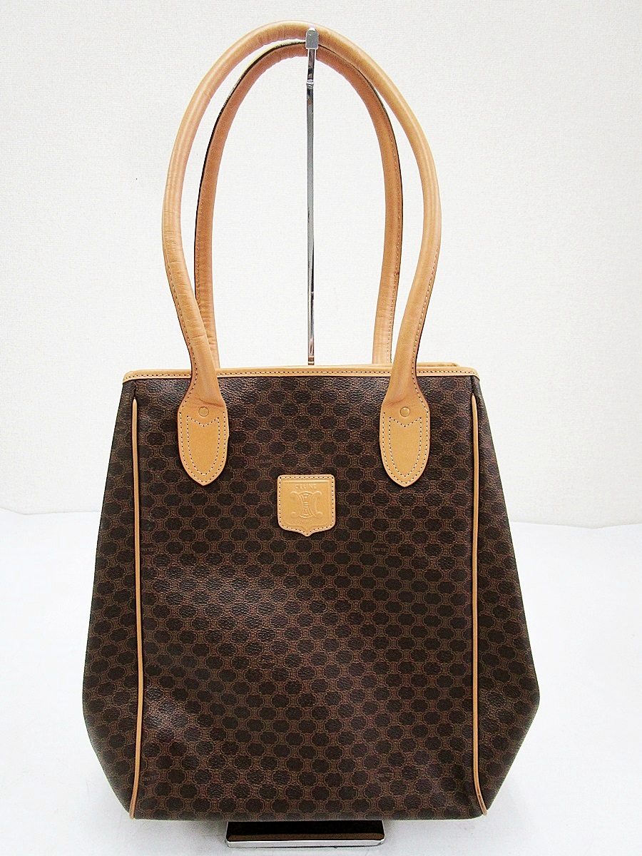 ◇オールドセリーヌ CELINE◇マカダム ハンド トート バッグ ブラウン
