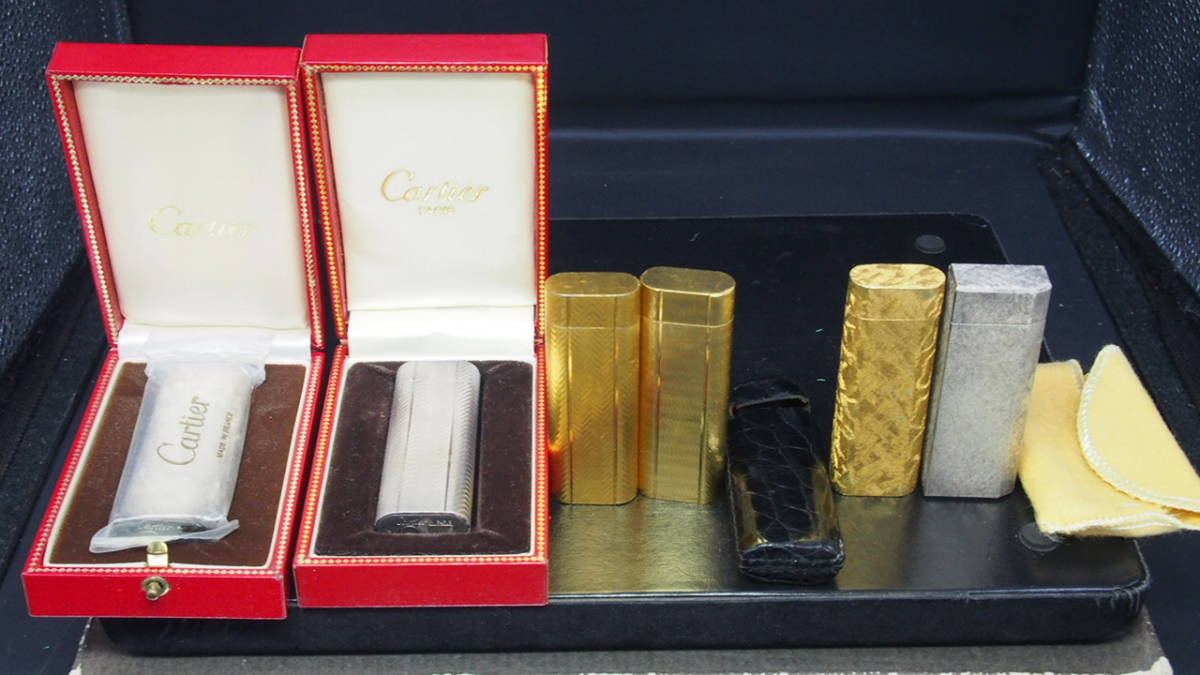  Cartier/カルティエガスライター オーバル/シルバー 五角形/シルバー オーバル/ゴールド 箱付き 黒革カバー他 合計6本set(カルティエ)｜売買されたオークション情報、yahooの商品情報をアーカイ カルティエ