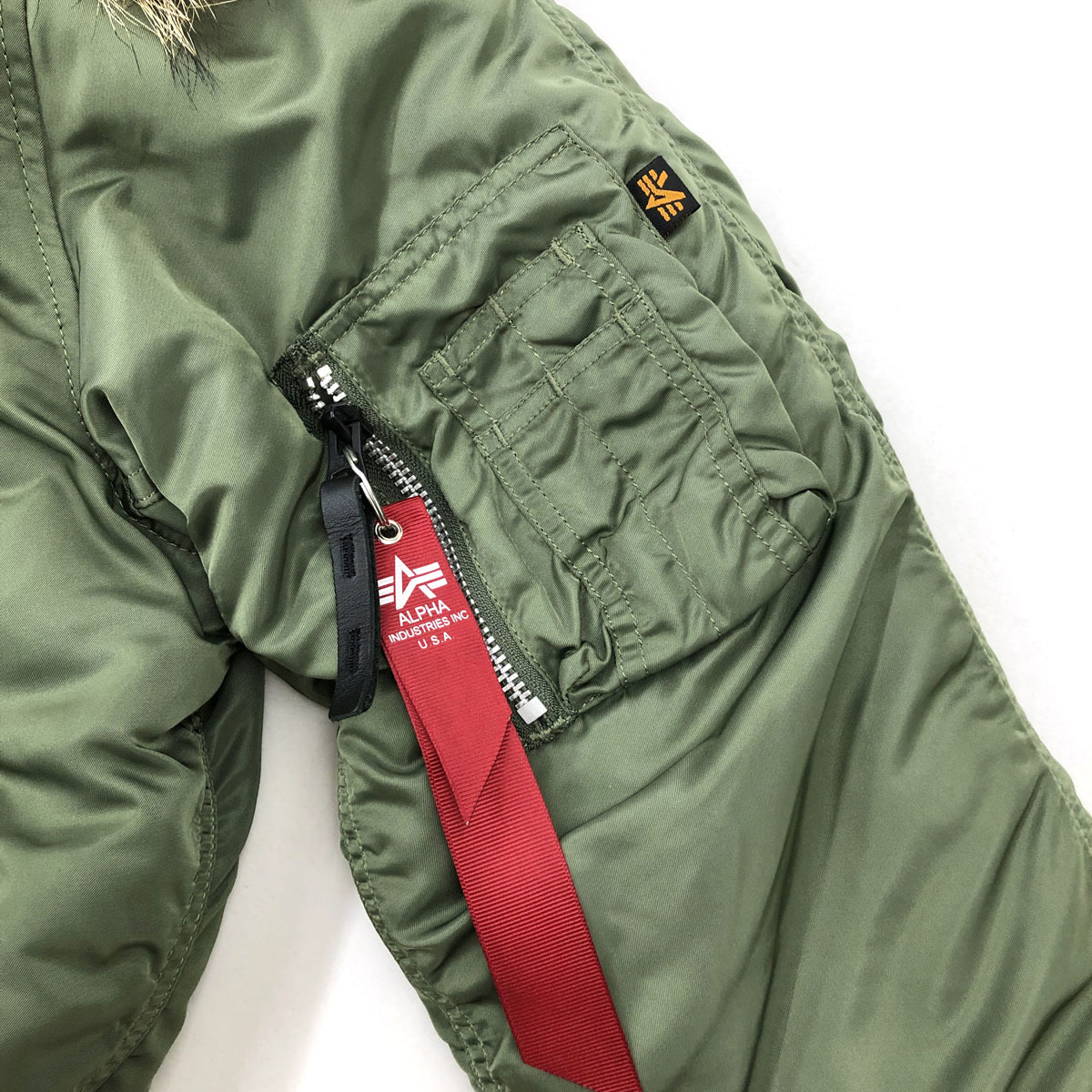 ◆ALPHA INDUSTRIES アルファインダストリーズ N-3Bフライトジャケット サイズS◆　カーキ/タイトモデル/リアルファー/メンズ/アウター ALPHA インダストリーズ アルファ ビンテージ インダストリーズ）TYPE Industries