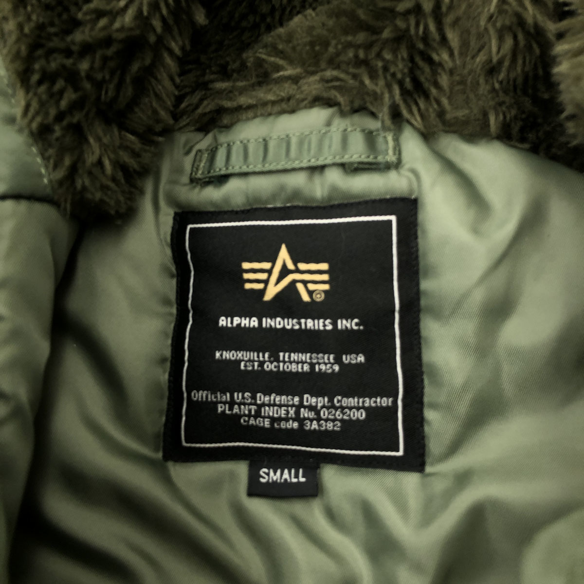 ◆ALPHA INDUSTRIES アルファインダストリーズ N-3Bフライトジャケット サイズS◆　カーキ/タイトモデル/リアルファー/メンズ/アウター ALPHA インダストリーズ アルファ ビンテージ インダストリーズ）TYPE Industries