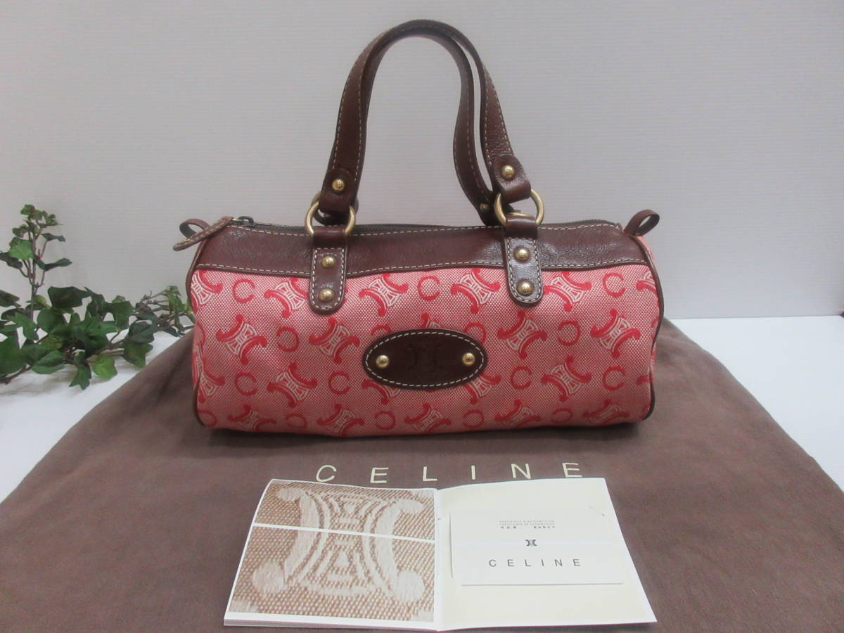 ◇CELINE セリーヌ 保証書カード付き マカダム柄 レザー×キャンバス