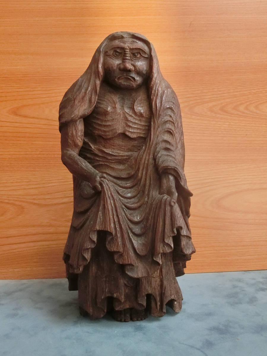 達磨大師 : 達磨大師坐像 置物 高級天然ツゲ木彫り達磨像 木彫 達磨 [華能]