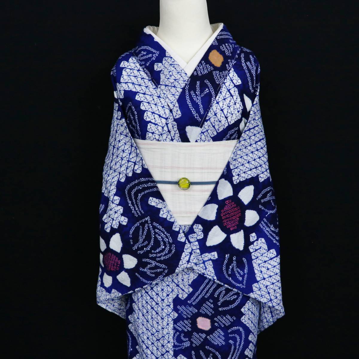 9021【有松鳴海絞り浴衣】花流水 伝統工芸品 絞り浴衣 ミッドナイト