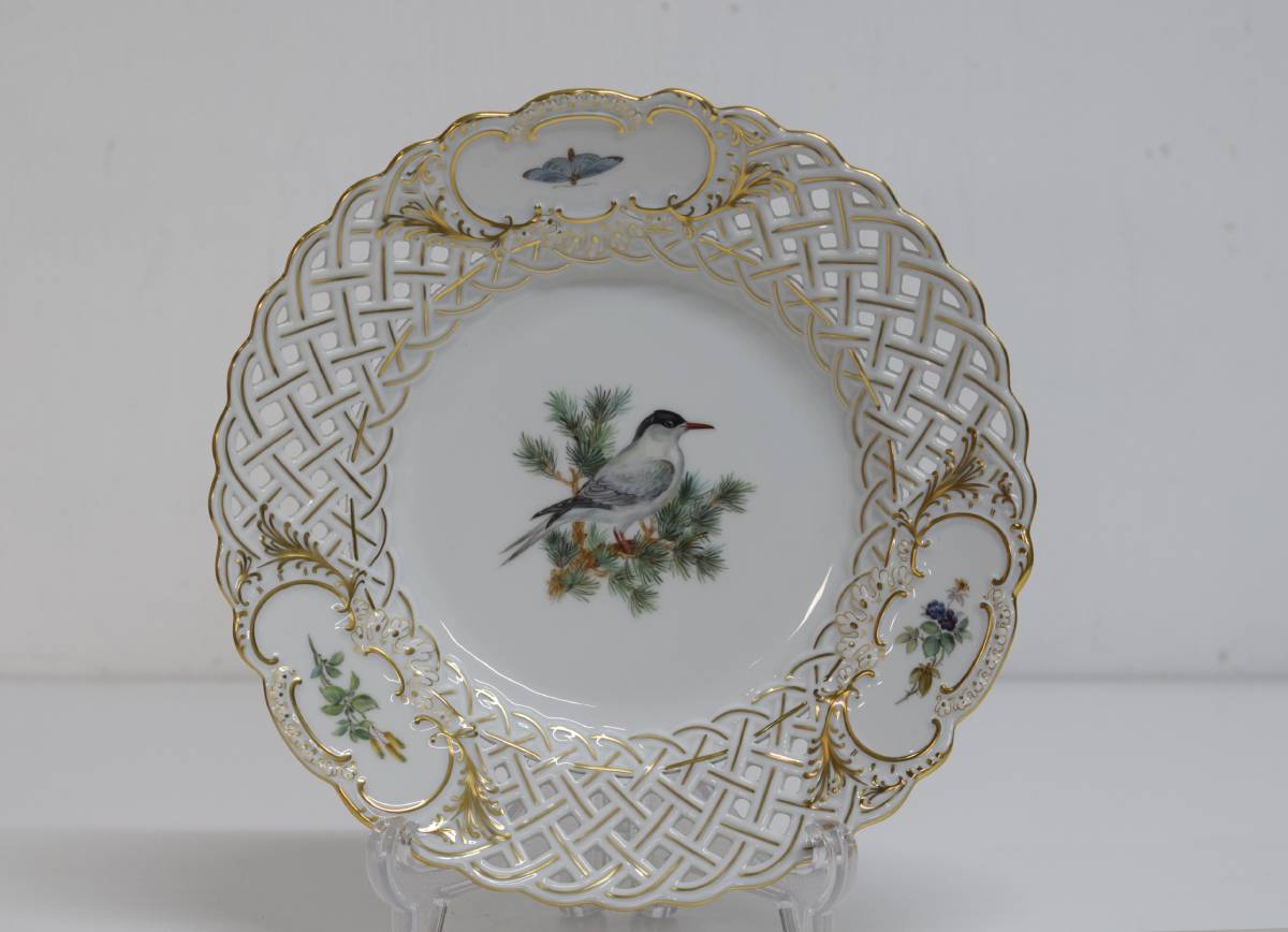 限定SALE，セール Meissen マイセン 鳥の図 24㎝ 金彩 透かしプレート 飾り皿(マイセン)｜売買されたオークション情報、yahooの商品情報をアーカイブ公開 - オークファン マイセン