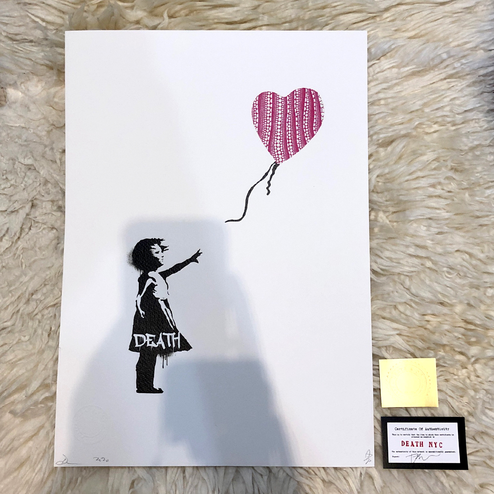 世界限定100枚 2020年 新作正規品 DEATH NYC Banksy バンクシー「風船と少女」 草間彌生 かぼちゃ ポップアート 現代アート KAWS カウズ