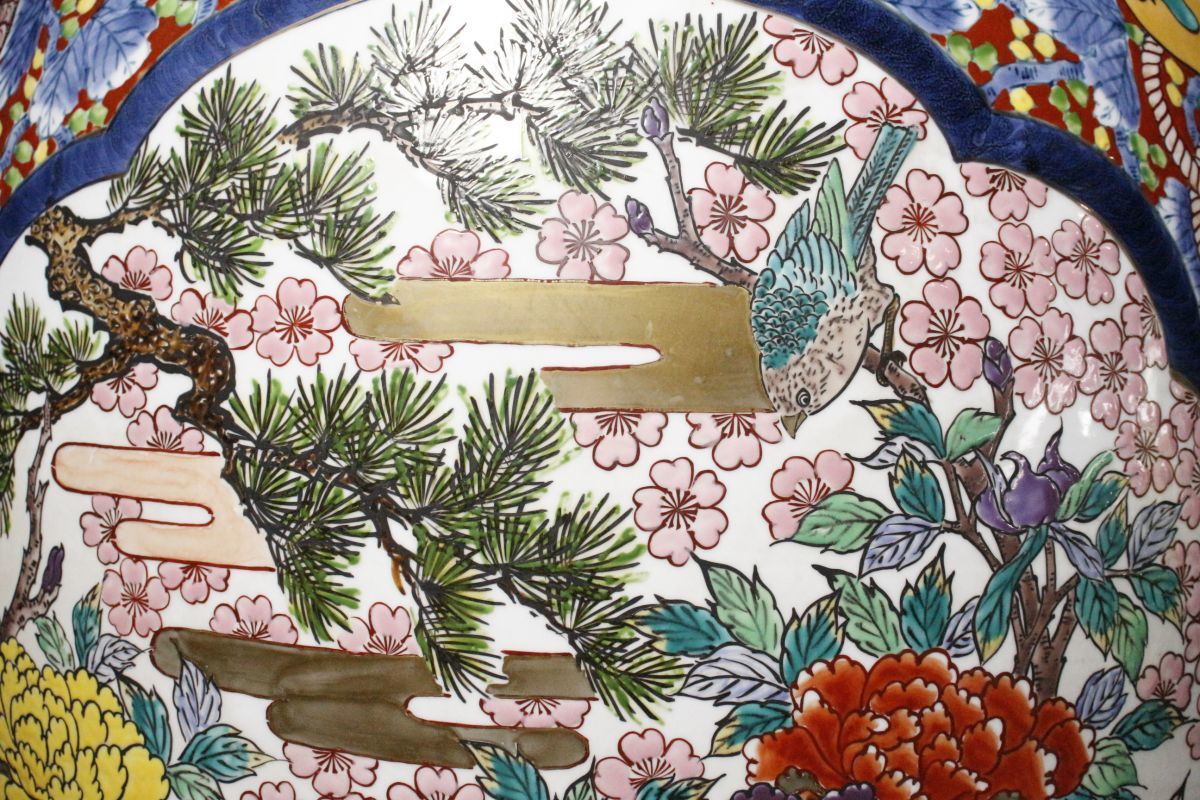 LIG】有田焼 光悦作 大作175㎝ 色絵 花鳥図沈香壷 飾壷 極上細密