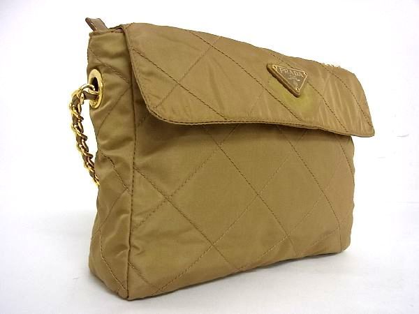 PRADA プラダ 1円 テスートナイロン レザー ゴールド金具 美品