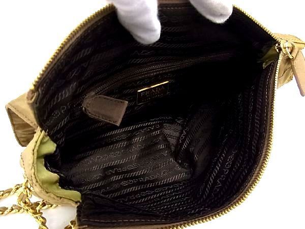 PRADA プラダ 1円 テスートナイロン レザー ゴールド金具 美品