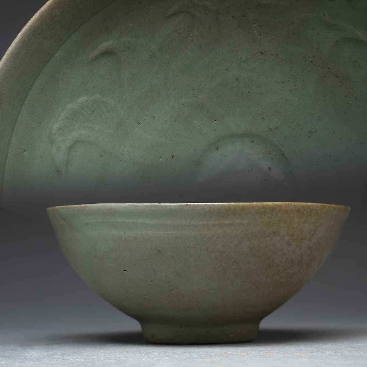 朝鮮美術 高麗青磁 茶碗 鉢 時代箱 V R8022 朝鮮美術 高麗青磁 茶碗 鉢