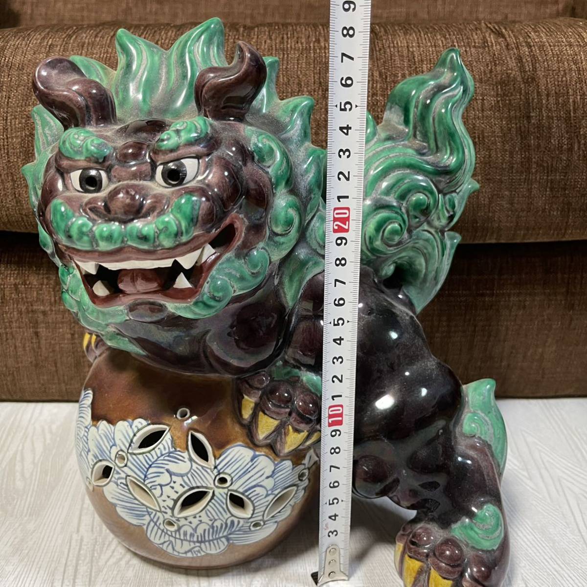 置物 縁起物 魔除け 九谷焼 獅子 狛犬 玉乗り獅子 シーサー 在銘 魔