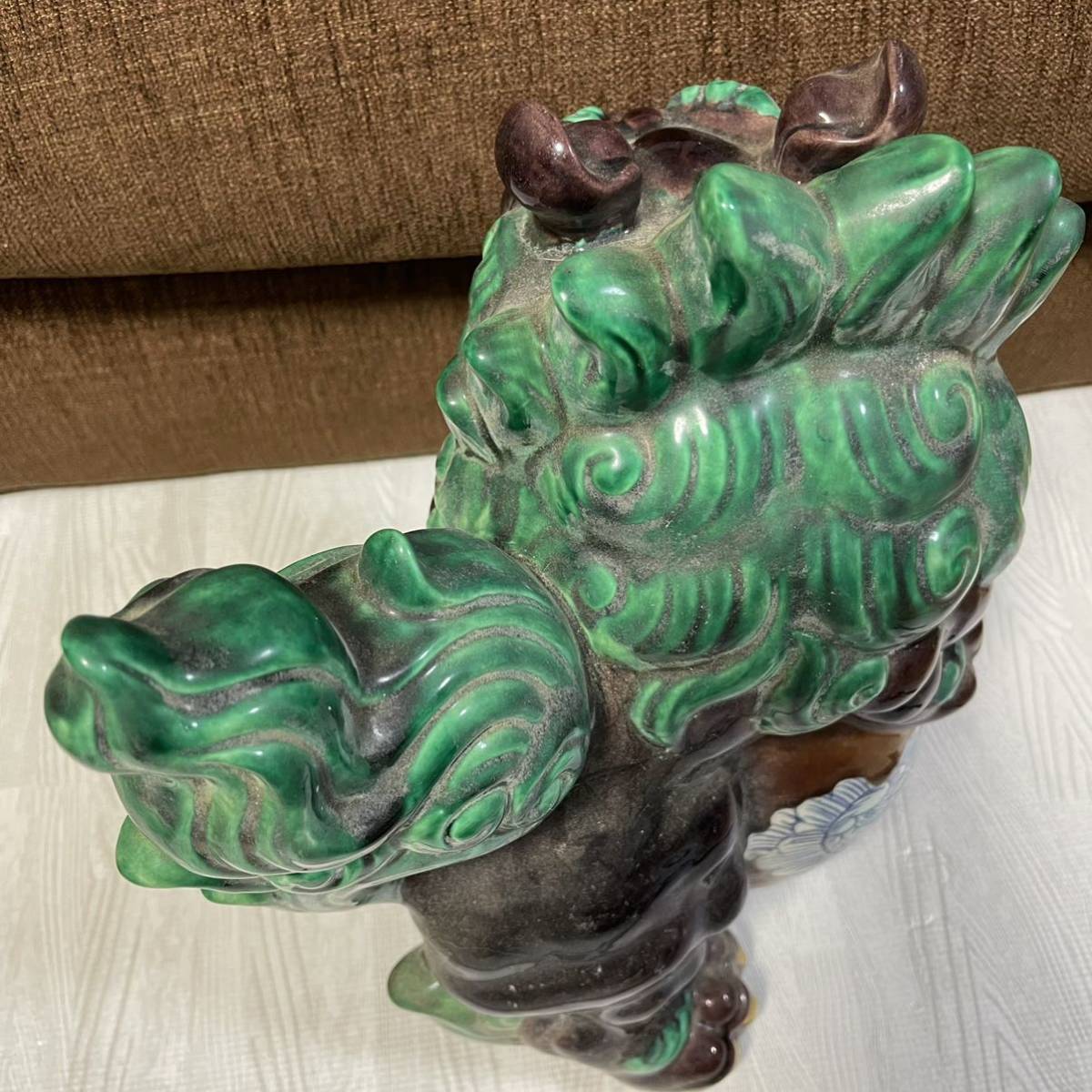 置物 縁起物 魔除け 九谷焼 獅子 狛犬 玉乗り獅子 シーサー 在銘 魔