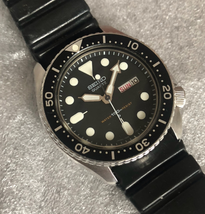 セイコー 7548-7000 ダイバーズ ウォッチ 時計 SCUBA 150m ビンテージ 諏訪 アンティーク 現状品 黒 生産終了 PROSPEX ダイバー 好きに