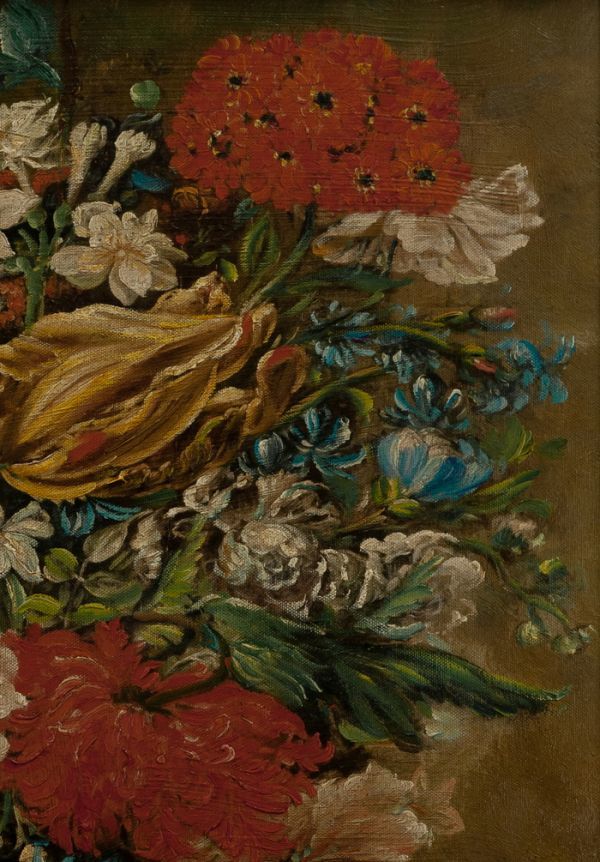 ☆【藤田嗣治】肉筆 油彩『花』表サイン 裏書(印譜) 東郷青児鑑定証 F10号