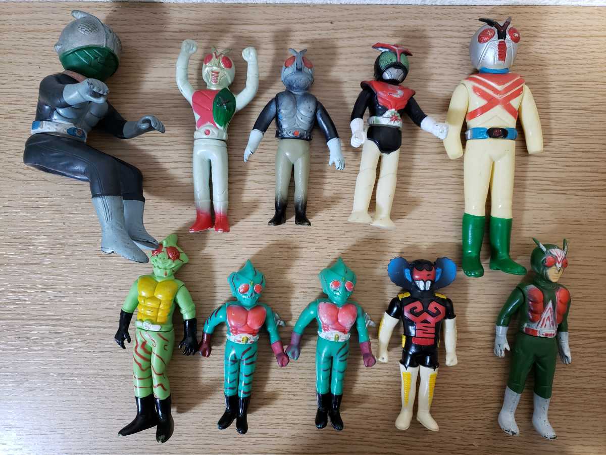 ポピー バンダイ 仮面ライダー ソフビ 2体 破損有 当時物 スケルトン