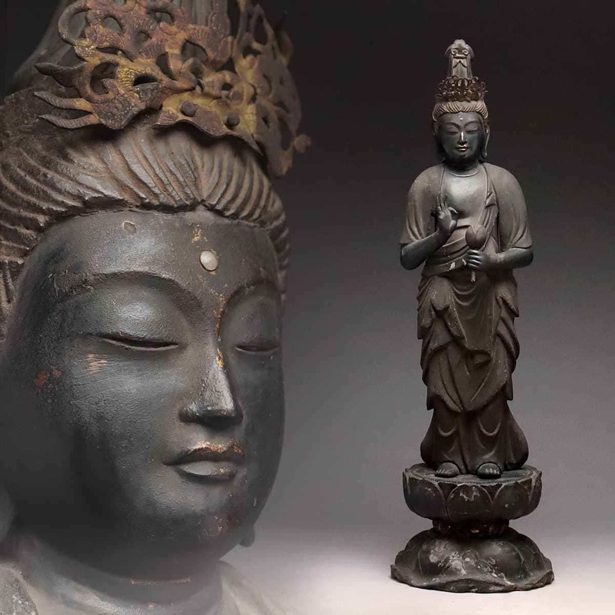 仏教工芸品 総柘植材 精密彫刻 極上品 木彫仏教 仏師で仕上げ品 地蔵堂