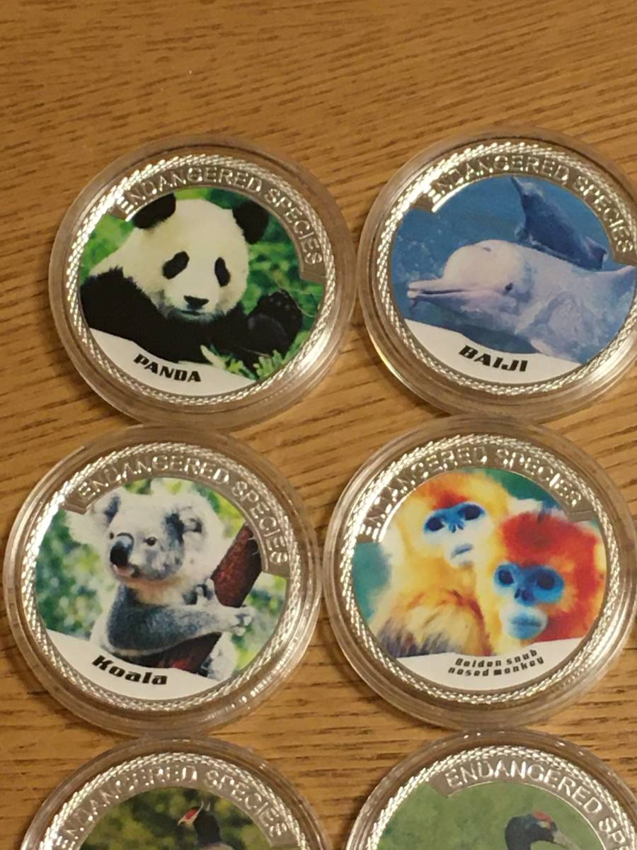 世界保護動物、鳥 1オンス 記念銀貨、カラーコイン、メダル パンダ、コアラなど 13枚