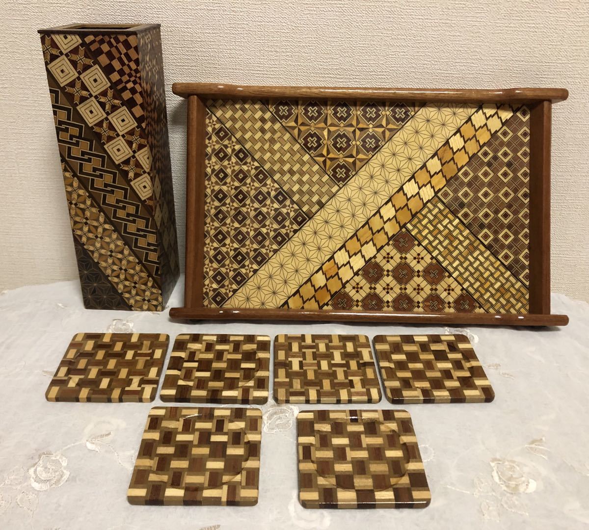箱根寄木細工 寄木オンラインショップ 寄木細工 茶筒・茶托 茶缶（大
