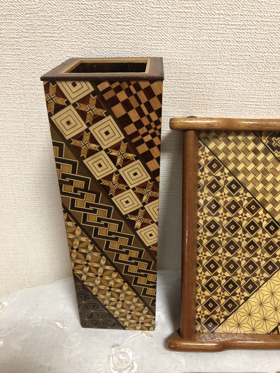 箱根寄木細工 寄木オンラインショップ 寄木細工 茶筒・茶托 茶缶（大