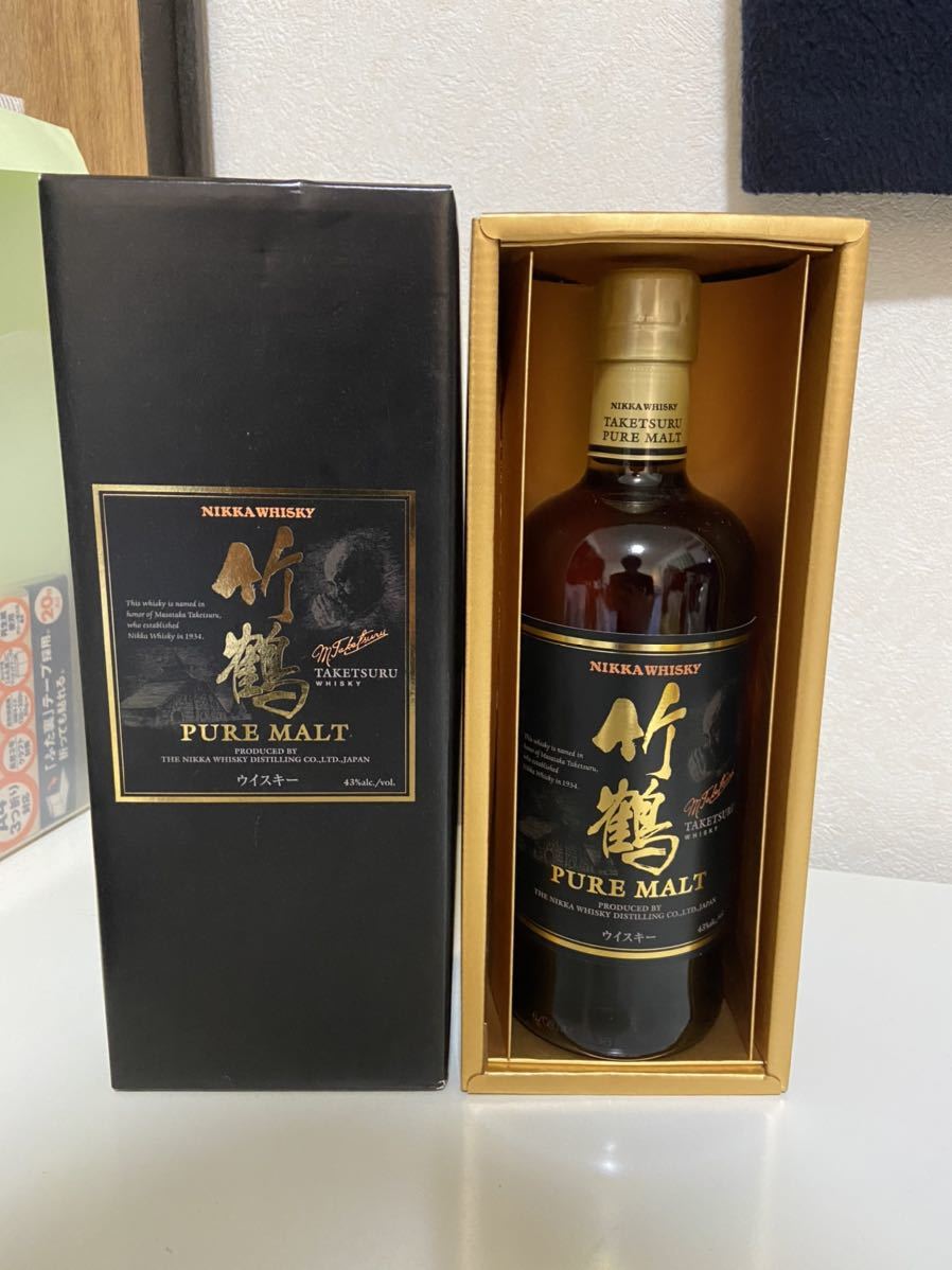 【終売・貴重】竹鶴ピュアモルト2本セット 旧ボトル　黒ラベル　箱付　ニッカ 飲料・酒 【終売・貴重】竹鶴ピュアモルト2本セット 旧ボトル 黒ラベル