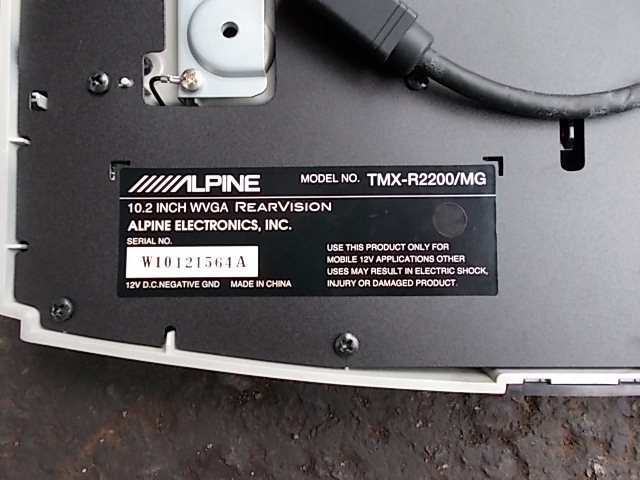 ALPINE 10.2インチ フリップダウンモニター TMX-R2200/MG！！中古品