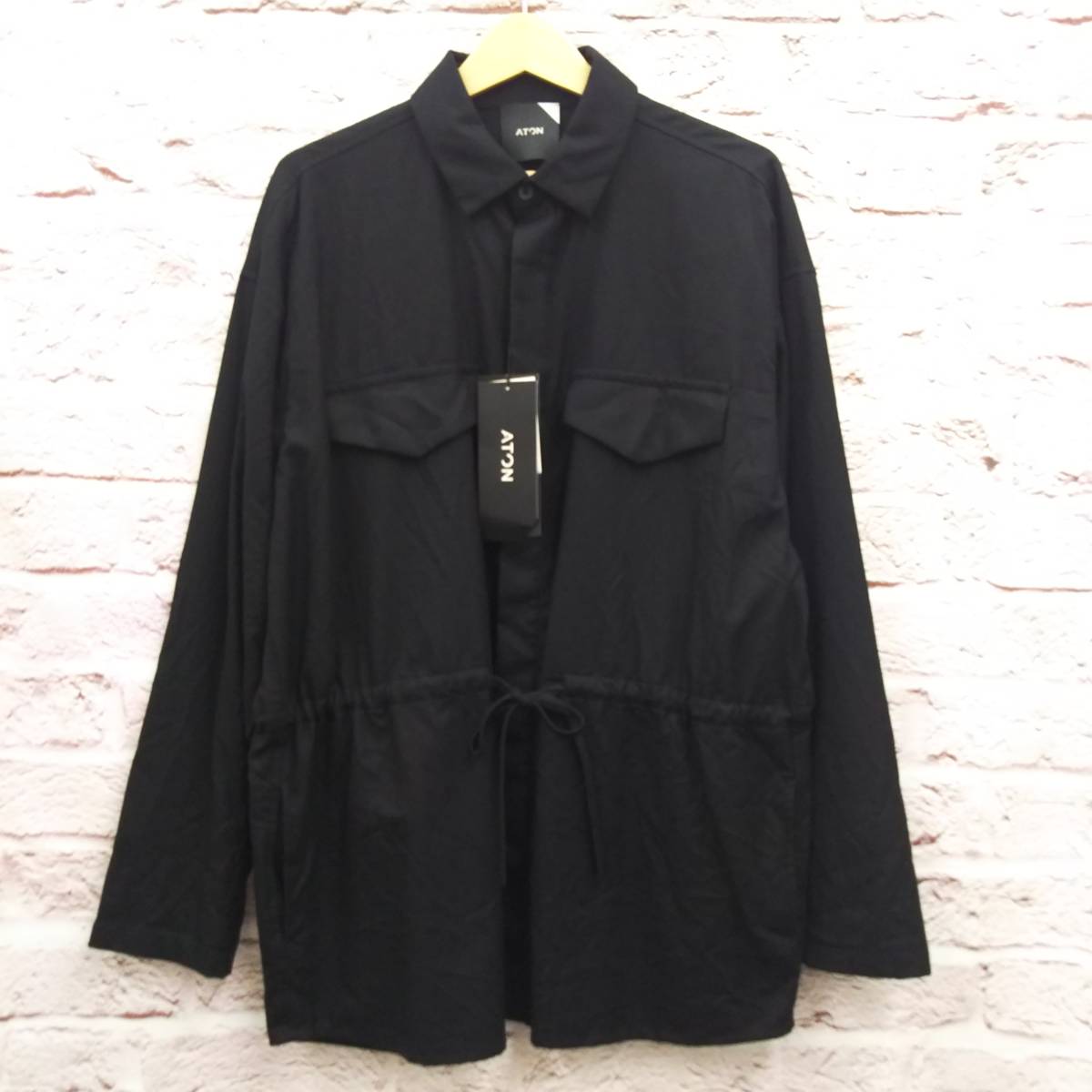定番，本物保証 タグ付 ATON SUPER‐140S‐FLANNEL オーバーサイズ ブラウジング シャツ ウール ユニセックス エイトン サイズ06 ブラック(Lサイズ)｜売買されたオークション情報、yahooの商品情報をアーカイブ公開 長袖シャツ一般