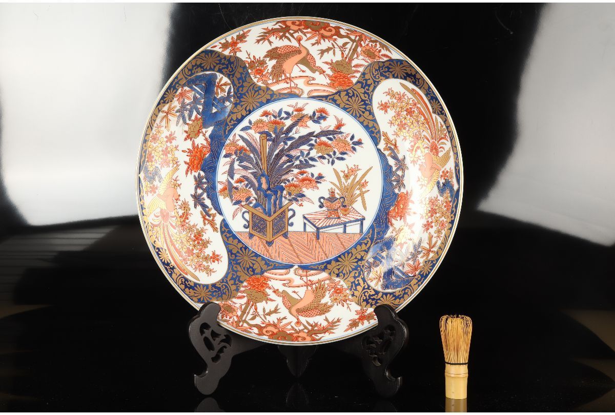 セール専門店 [URA]弥左衛門 作/有田染錦二方割鳳凰図飾皿/45.5㎝/共箱