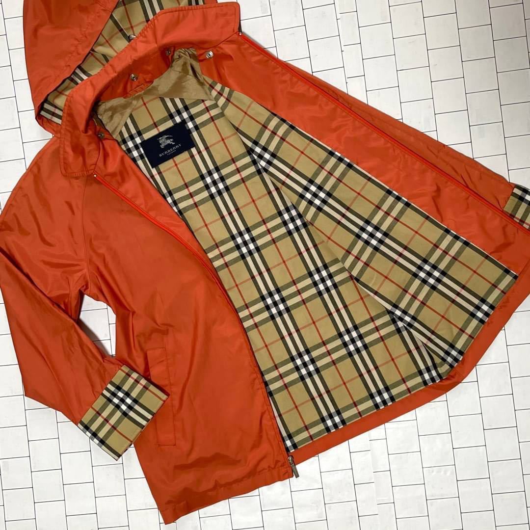 2025夏季 バーバリーロンドン フーディーコート ノバチェック オレンジ