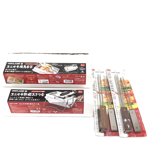 人気セール，限定SALE 1円 同様 ユニフレーム ユニセラオプション品4点セット 熱燗あぶり台 焼鳥台II ツインスキュアー270 4本組&times;2ヶ(焚き火台)｜売買されたオークション情報、yahooの商品情報をアーカイブ公開 焚き火台