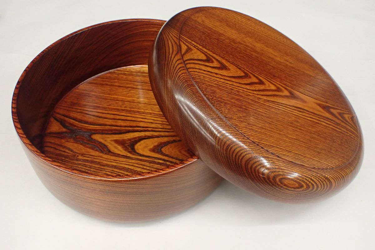 ●茶櫃 茶びつ けやき 33㎝×13cm 2，360g●せん茶/茶道具/木工芸/伝統工芸/消費税0円