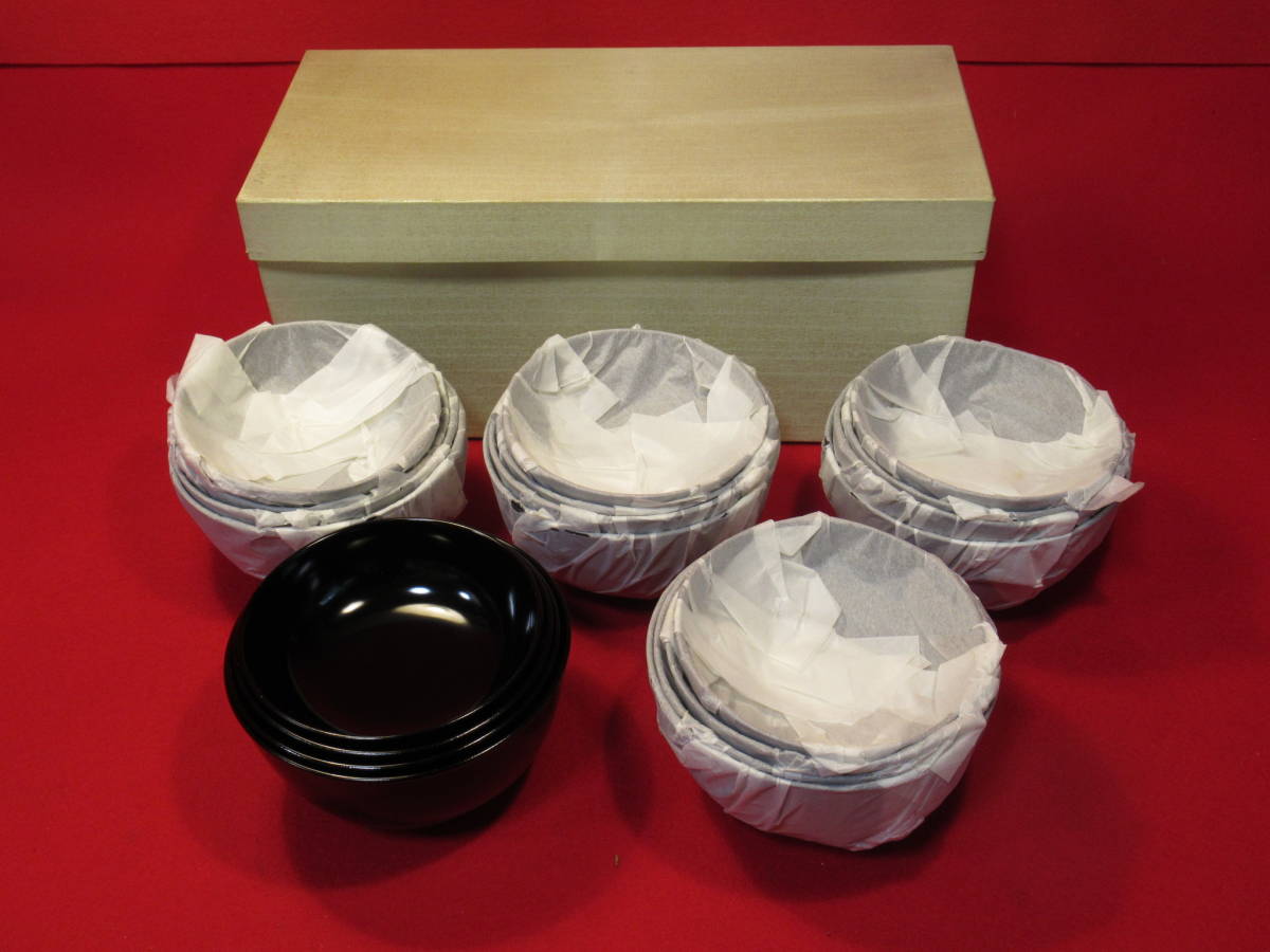 茶道具『真塗小丸椀4客組5セットまとめて』四つ椀 飯椀 汁椀 茶懐石 