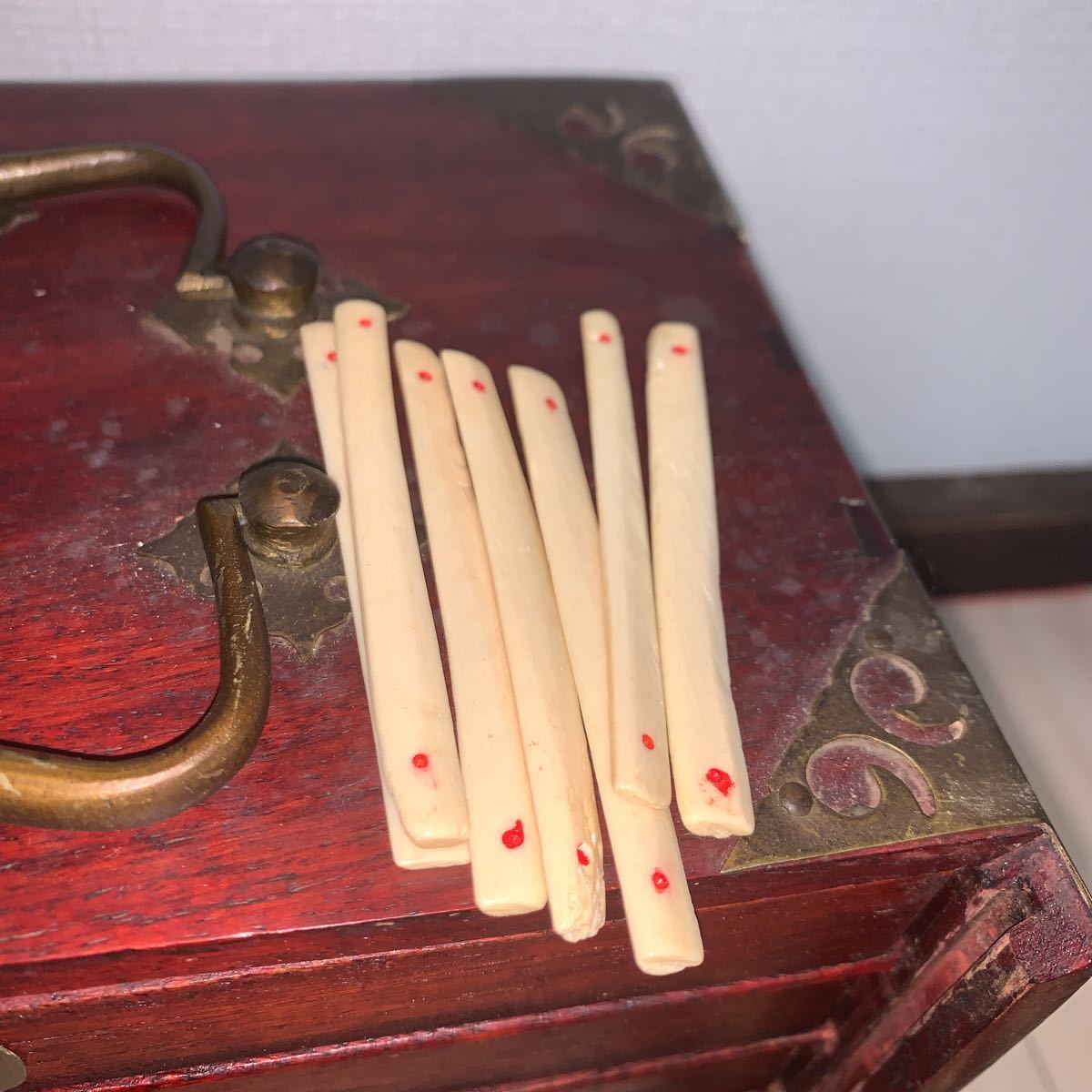 麻雀牌 骨牌 竹嵌 背竹牌 中国 骨董品 時代物 木箱 Yahoo!オークション -