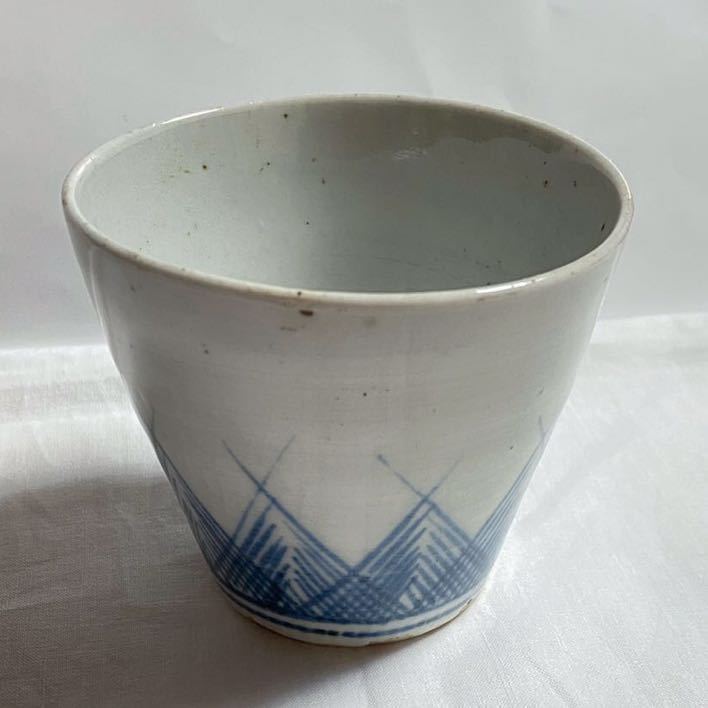 古伊万里 江戸後期 伊万里染付交叉草文（檜垣草）蕎麦猪口 蕎麦猪口 染