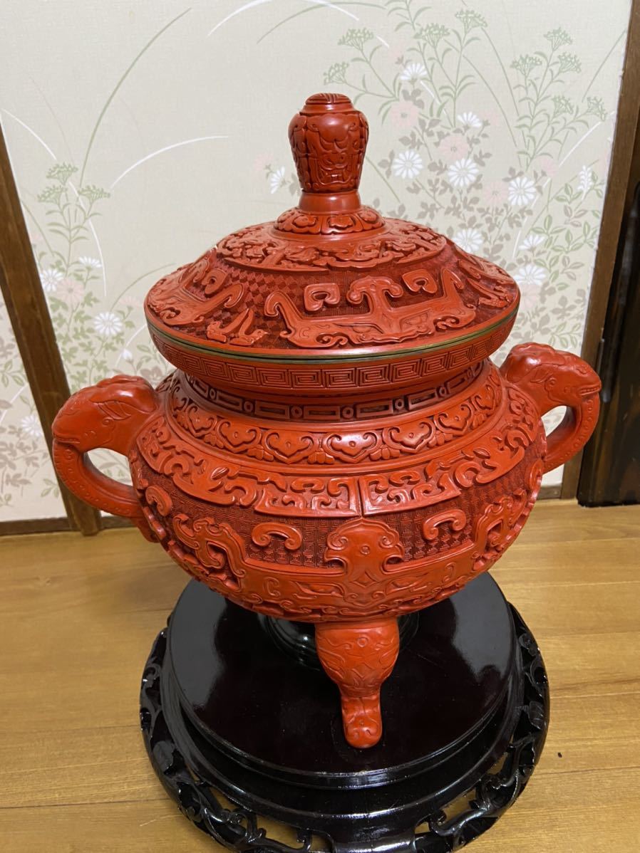 お得,本物保証 ☆中国美術 堆朱細工 細密高彫 極上細工 高50cm お得,本物保証 ☆中国美術 堆朱細工 細密高彫 極上細工 高50cm