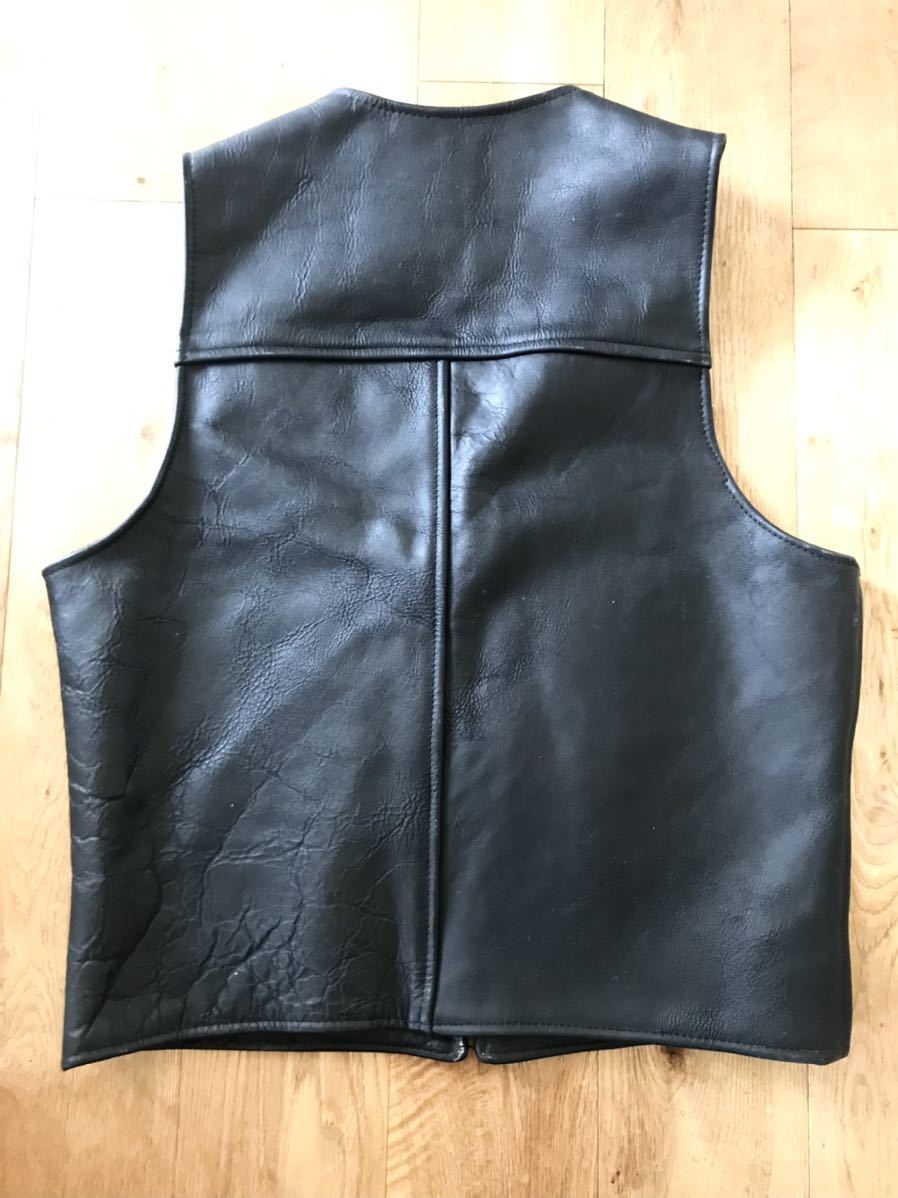 レザーベスト 90s USA製 サイズM SKB ジレ 90's ビンテージUSA製BRANDEDレザーベスト ライダースバンソン ハーレー Schott 