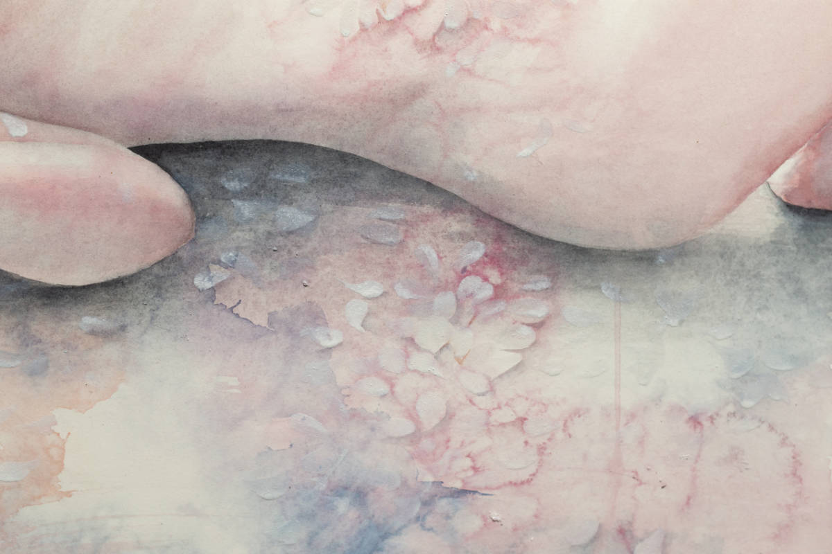 ◇真筆◇ 茅原佳介 M12号 「ゆらゆら」 写実絵画 混合技法 白日会
