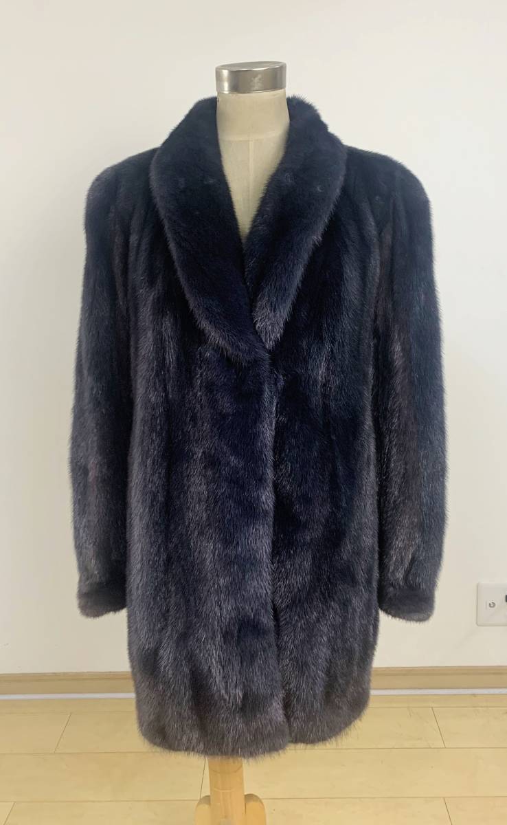 □ブラックミンク□セミロングコート□着丈80㎝□Nakamura Fur□