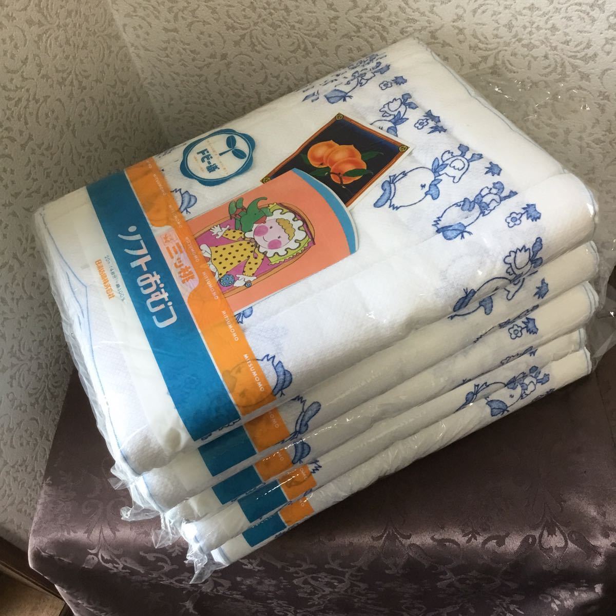 【当時物】未使用 布おむつ ドビー織 【70枚分 大量セット】昭和レトロ ソフトおむつ 三ッ桃 日清紡