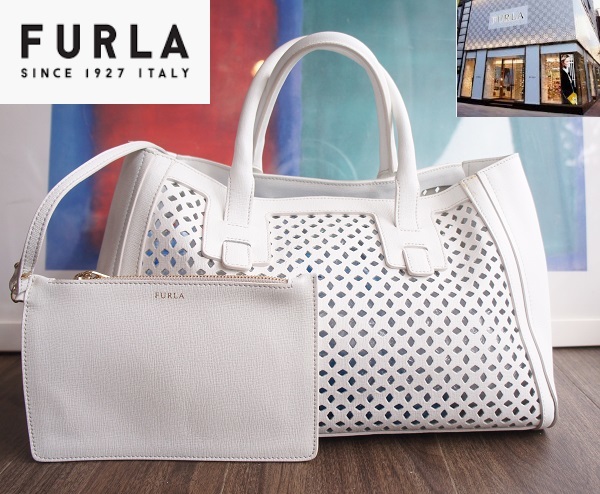 フルラ FURLA ハンドバッグ パンチング トートバッグ レザー ベージュ