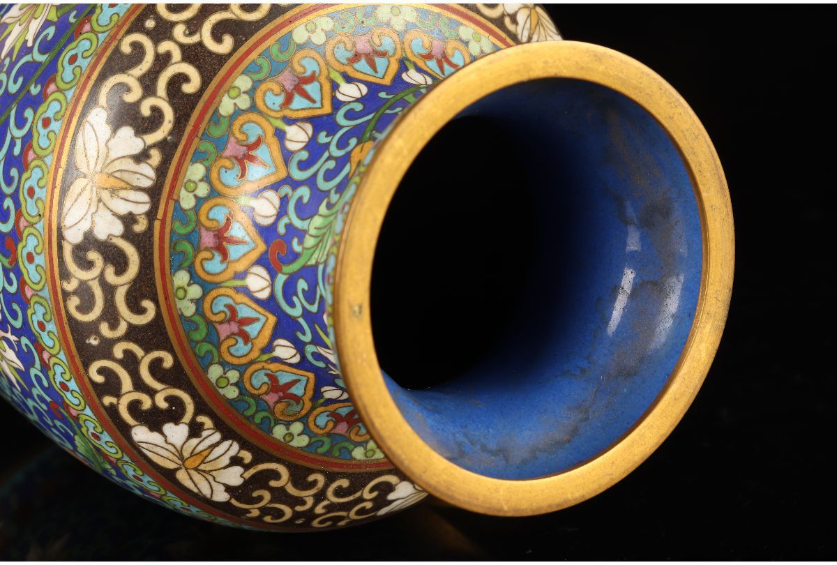 七宝焼 香合 花文 唐物 古玩 置物 インテリア 工芸品 美術品 A2972