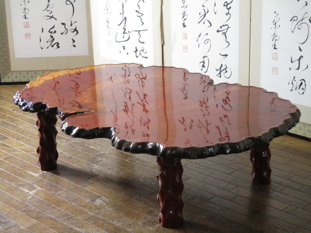 極上 逸品 唐木 花梨 無垢材 天板一枚板 瘤杢・葡萄杢 玉