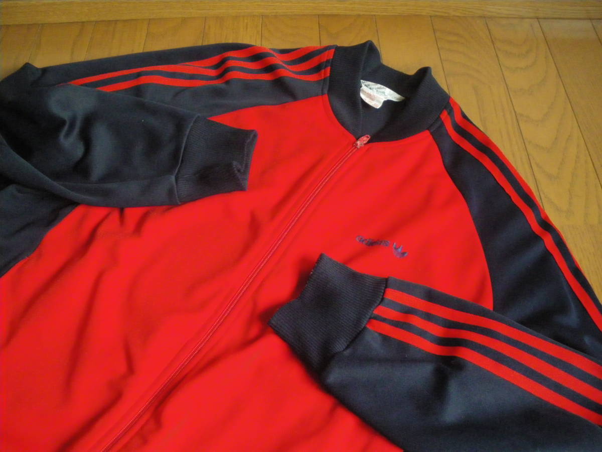 80s adidasアディダス 赤紺モデル ジャージ デサント 西ドイツ 5号 
