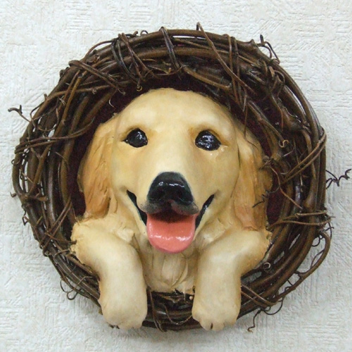 ★ゴールデンレトリバー犬のリース★創作粘土工芸家の作品