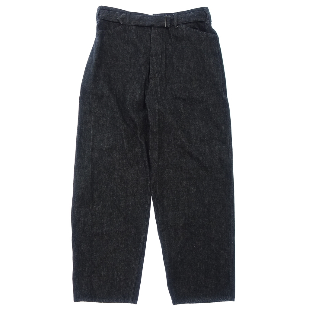 極美品◇COMOLI コモリ 21AW U03-03011 デニム ベルテッドパンツ 3 黒 
