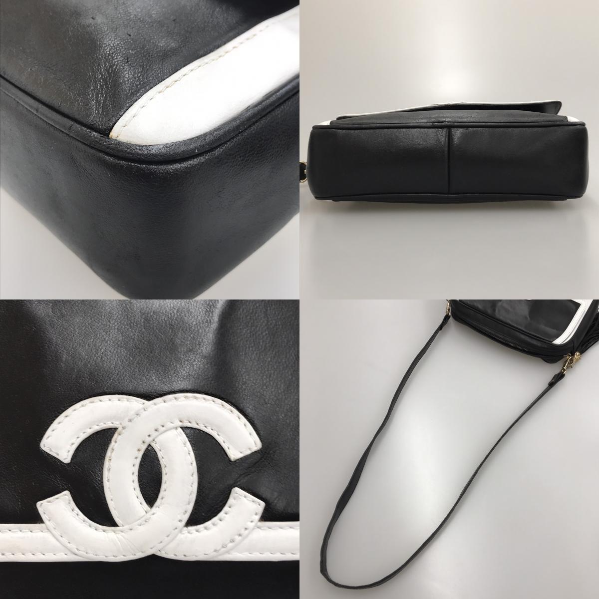 良品 CHANEL シャネル ココマーク フリンジ バイカラー ラムスキン 