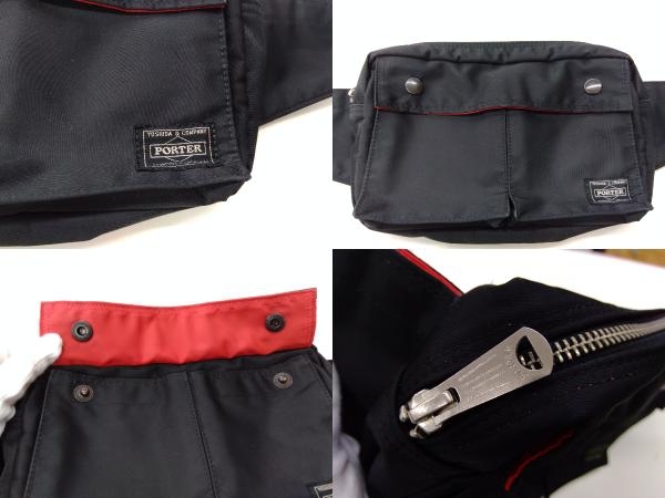 PORTER ウエストバッグ L-FINE ブラック×レッド系 ポーター 吉田カバン