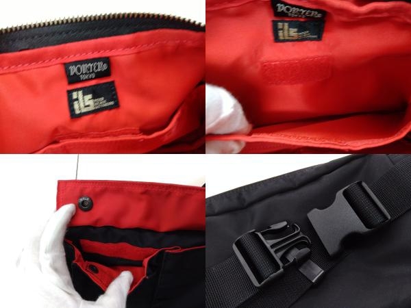 【美品】ポーター エルファイン ウエストバッグS ボディバッグ 黒×赤 PORTER ウエストバッグ L-FINE ブラック×レッド系 ポーター 吉田カバン