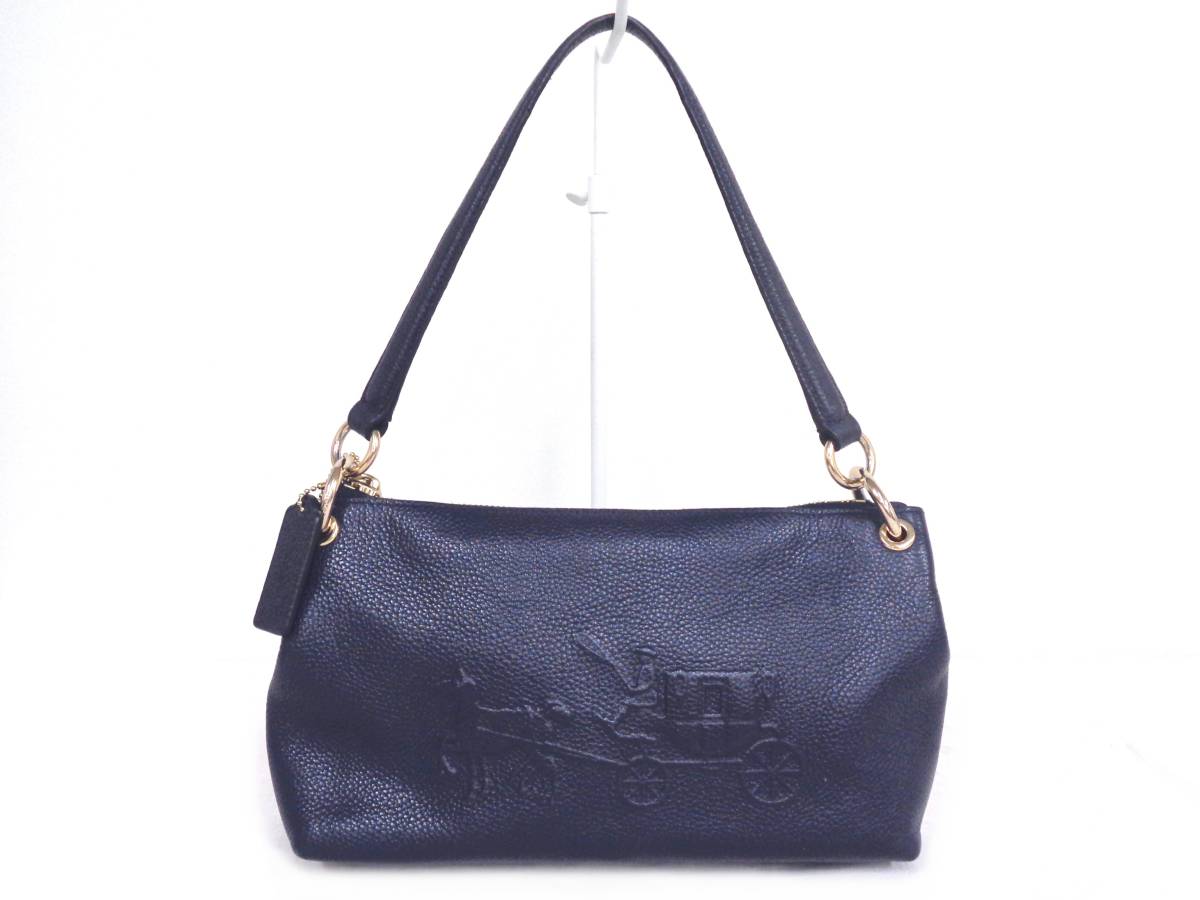 apd399○【COACH/コーチ】ホースキャリッジ レザー ハンドバッグ/ワン 
