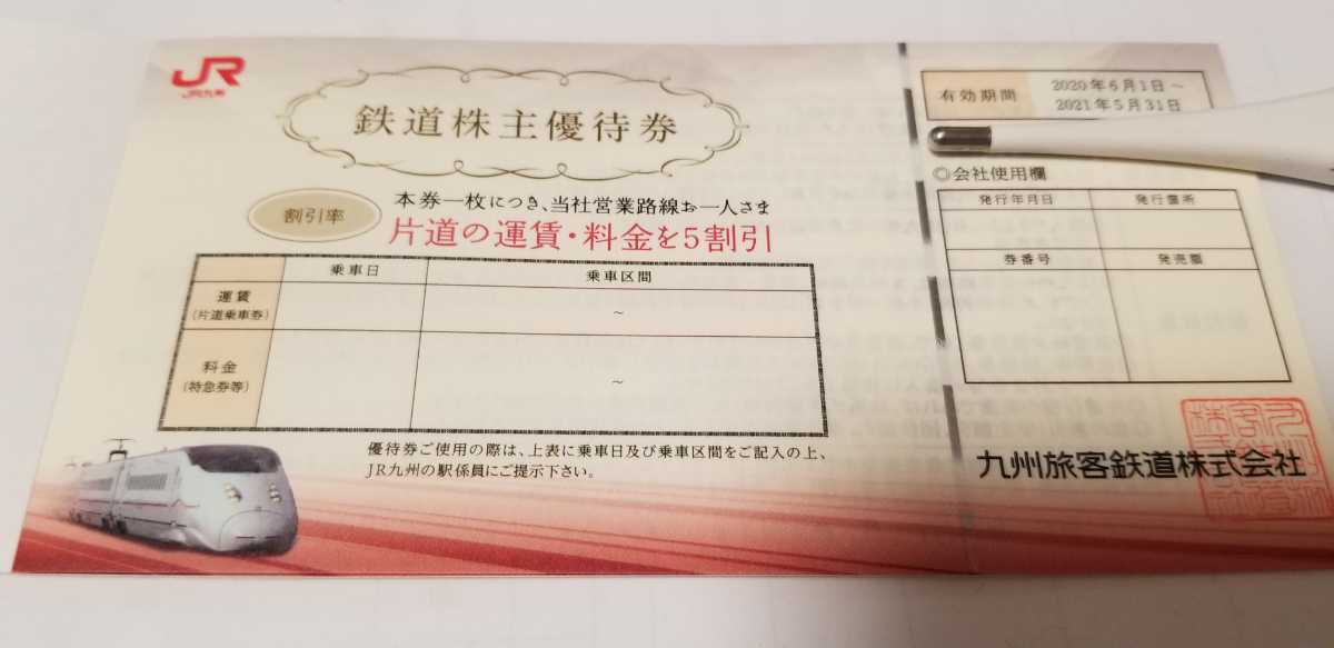九州旅客鉄道[JR九州] (9142)株主優待1日乗車券、自社 株主優待券 JR 